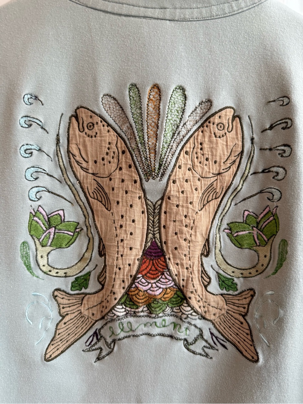 Vintage Y2K Element Fish Applique Embroidery Zip Up Fishing Large (runs small) - Picture 2 of 7